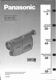 Panasonic NV RX 19 B manual. Camera Instructions.